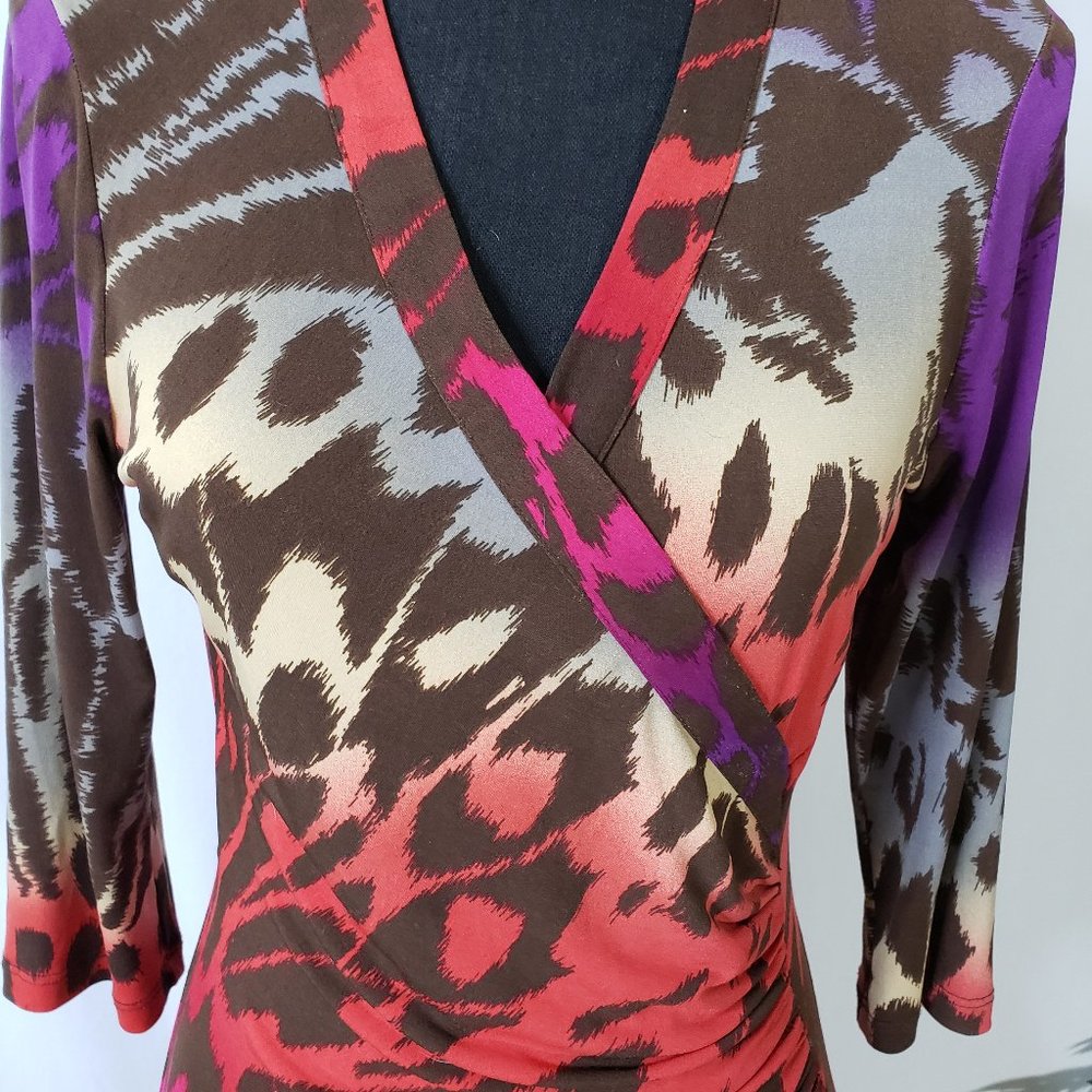 MESMERIZE PRINT CORAL-PURPLE-BROWN DRESS - SMALL - Picture 2 of 13